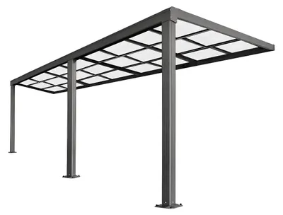 Produktbild von Terrassendach anlehnend aus Aluminium - Mit Schiebedach - 18 m² - Anthrazit - IZEDA