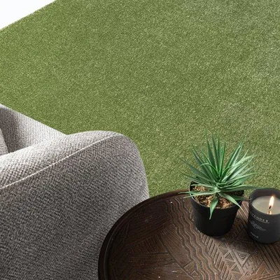 Productafbeelding van Unyqoos® Effenkleurig tapijt met korte pool, 140 x 200 cm, groen – Polypropyleen, modern tapijt voor woon- en slaapkamer