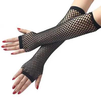 Lange Netzhandschuhe, schwarz, dehnbar, 1 Paar