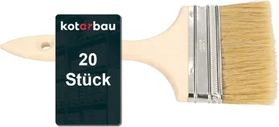 Produktbild von KOTARBAU® 20er Set Farbpinsel Mit Holzgriff Alle 102 mm Flachpinsel Beizen Lasur Farben Malerpinsel Streichen Lack Acrylfarben Reißfeste Borsten Auswaschbar Uni