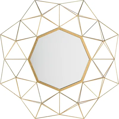 Obrázek produktu pro BELIANI Nástěnné zrcadlo zlaté 69 x 80 cm kovové Nepravidelný, geometrický tvar moderní