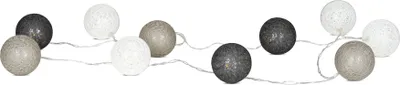 Produktbild von 10er Lichterkette LED Ø6cm Kugeln Girlande Lampions Baumwolle Grau Deko