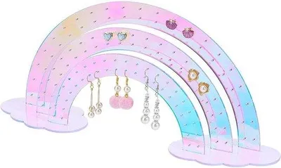 Produktbild von Famanu Ohrhängerschmuck Organizer - 3-lagiges Acryl, 126 Löcher für 63 Paare