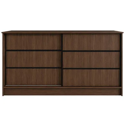 Produktbild von BEAUTYSOFA Kommode MIRELA 160 cm Warmia Walnuss, Sideboard mit 2 Schiebetüren, Highboard mit dekorativen Zierleisten, Moderne Anrichte, Viel Stauraum