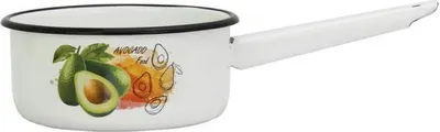 Produktbild von Avocado Emaille Stieltopf Milchtopf Schnabeltopf 1,5 Liter ca 17,5 cm Durchmesser / Retro Nostalgie Geschirr