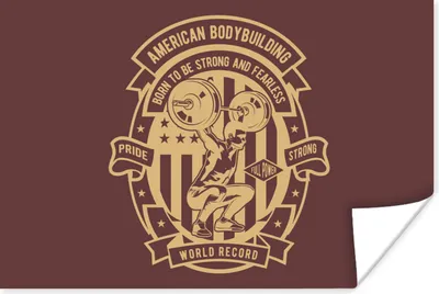 Produktbild von MuchoWow® Poster Mannshöhle - Sport - Bodybuilding - Fahne - Vintage 90x60 cm - Schlafzimmer
