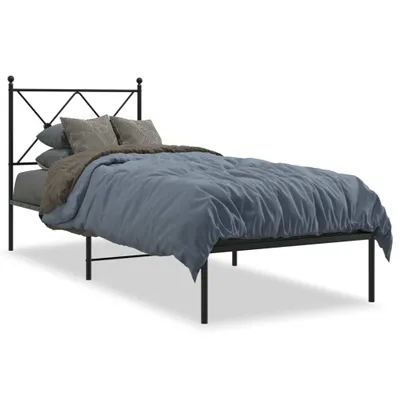 Obrázok produktu pre vidaXL Detská posteľ s čelom kovová čierna 75x190 cm
