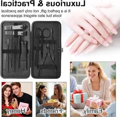 Professionelles 12-teiliges Maniküre-Set aus Edelstahl mit Nagelknipser, Pediküre-Zubehör und Aufbewahrungsetui für zu Hause