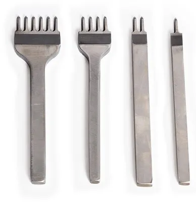 Leder Lochzange 4mm, 1/2/4/6 Zinken, Metall, 4er Set