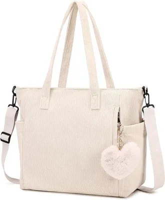 Productafbeelding van Cord tas - grote handtas in beige