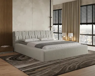 Produktbild von Chilly CUBE Polsterbett 140x200 mit Bettkasten – Doppelbett mit Stauraum, Metallrahmen & Lattenrost – Bouclé Grau, Flechtoptik - Quelle 83
