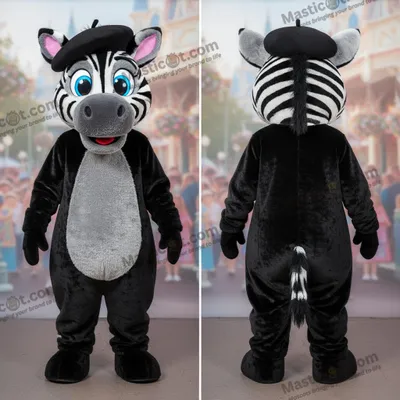 Produktbild von Samtig-schwarzes MASTICOT Streifen-Zebra-Maskottchen