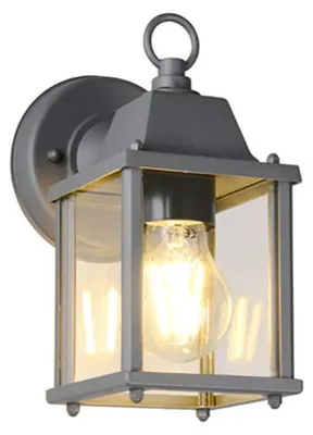 Zdjęcie produktu dla Zewnętrzna lampa ścienna, latarnia, aluminium, antracyt, wys. 22,5 cm