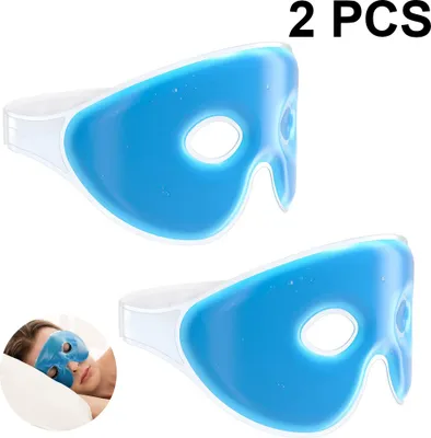 Produktbild von 2x Augenmaske kühlend - Augen Gel Maske Set - Kühlmaske Kühlpack Kühlpad Kompresse Kühlkissen - kühl warm Gelmaske Kühlbrille (Blau)