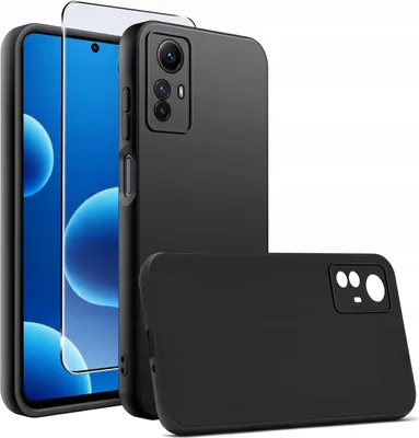 Productafbeelding van Telefoonschaal voor Xiaomi Redmi Note 12S, siliconen, zwart, mat, slank + beschermglas