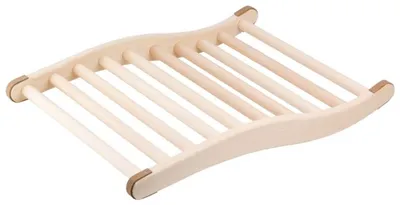 A wooden sauna backrest on a white background.