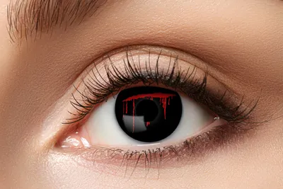 Produktbild von Kontaktlinsen Zoelibat Eyecatcher Black Slash 12 Monatslinsen Schwarz ohne Sehstärke Halloween