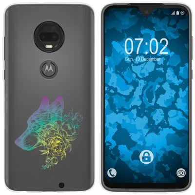 Produktbild von PhoneNatic Case kompatibel mit Motorola Moto G7 Plus Silikon-Hülle Floral Wolf M3-4