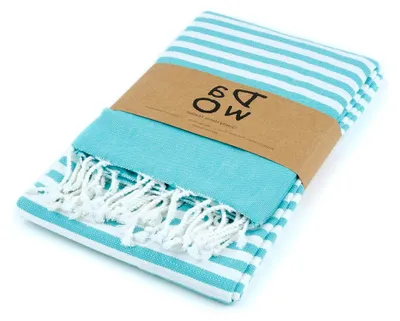 Produktbild von DaWo Hamamtuch, Badetuch, Fouta - ideal für Strand, Sauna, Yoga, Reisen, Baden - XXL (100x180cm) - 100% Baumwolle - ® (Türkis)