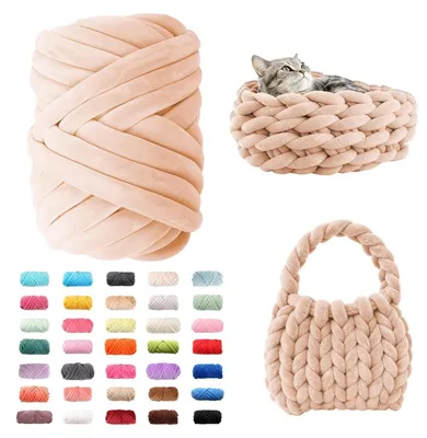 Immagine prodotto di Lana per uncinetto, 500g/16m, rosa chiaro, filato spesso, ideale per coperte e borse