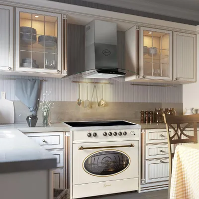 Image de Cuisinière à induction GURARI E 913 RU CR+GCH T 465 IS 90 BL PRIME, cuisinière rétro de 90 cm + hotte aspirante de 90 cm