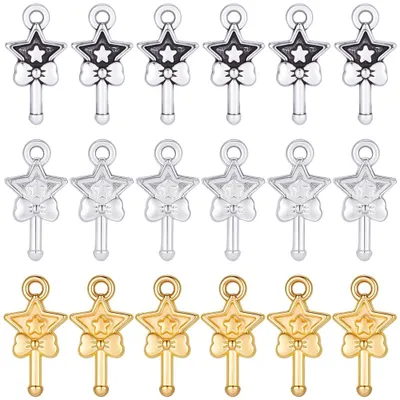 Zauberstab-Anhänger 180 Stück, 3 Farben, Silber/Gold, 14 mm