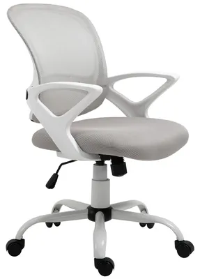 Produktbild von Atmungsaktiver Bš¹rostuhl mit Netzbezug, neigbar und h?henverstellbar, 360¡ã drehbarer Sitz und Lendenwirbelstš¹tze, 61 x 61 x 89šC99 cm, grau