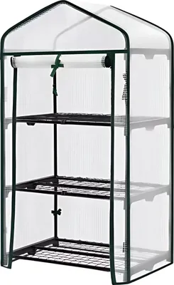 Productafbeelding van Happiq folietunnelkas met 3 niveaus – Geschikt voor buiten, tuin en balkon – Met rolluik – Winterbestendig en UV-bestendig – Ideaal voor bloemen en planten