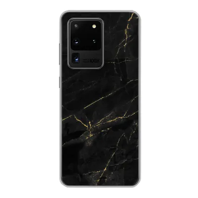 Produktbild von MuchoWow® Handyhülle Schutzhülle Hülle für Samsung Galaxy S20 Ultra Marmor - Schwarz - Gold - Chic - Marmoroptik - Design Silikon Softcase Handy Hülle - Karteninhaber