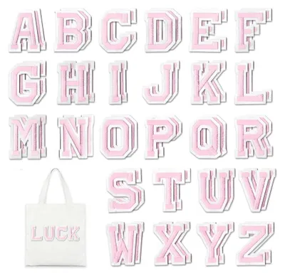 52 aufbügelbare Buchstaben, rosa, 5,2 cm, zum Personalisieren