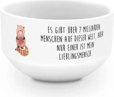 Produktbild von Mr. & Mrs. Panda frühstücksbowl Roter Panda - Weiß - Geschenk, Porzellan Schale, Gute Laune, Müslischale, Liebling, dessertschale, Suppenschüssel, Obstschale, Rot, Herz