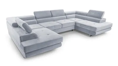 Image de AX LIVING Canapé-lit Arborio en U avec appuie-tête, gris clair, 352 cm