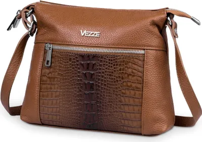 Produktbild von Selvaggia Handtasche aus Leder - 2 Hauptfäche - Reißverschlusstaschen - verstellbare Schulterrieme - Bronze-Kupfer