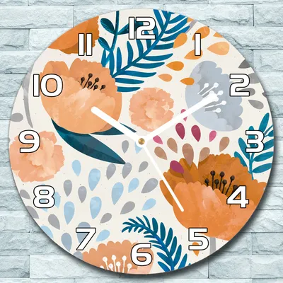 Produktbild von Wanduhr aus Glas Rund fi 30  Orangenmohn Quarz Deko Schlafzimmer Büro