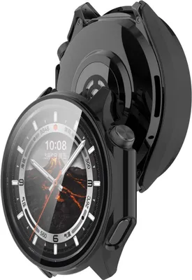 Produktbild von Bizon Case+Glass Uhrengehäuse für OnePlus Watch 3 / Oppo Watch X2, Schwarz