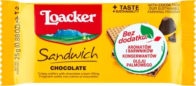 Zdjęcie produktu dla Loacker Sandwich Wafelki Z Kremem Czekoladowym 25 G