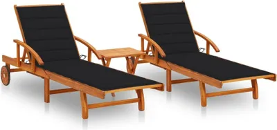 Produktbild von Maison Exclusive - Sonnenliegen 2 Stk. mit Tisch und Auflagen Massivholz Akazie