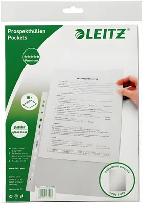 Produktbild von LEITZ Prospekthülle A4 glasklar Prospekthülle Standard oben offen doku