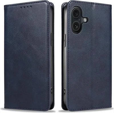 Produktbild von Handyhülle für Apple iPhone 16 Kunstleder Flip Cover Hülle Handytasche Case Kartenfach Farbe: Blau
