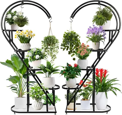 Produktbild von Pflanzenständer - Pflanzenregal - Blumenregal - Blumenständer - Pflanzenhalter - 5 Etagen, herzförmig