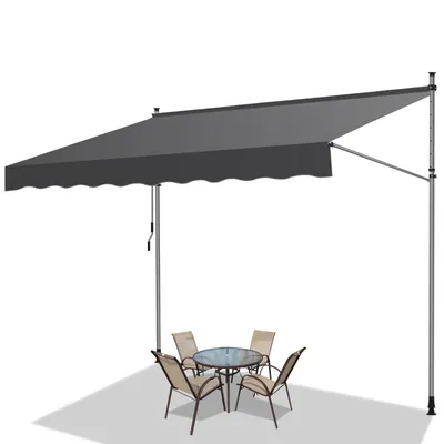 Immagine prodotto di Jiubiaz Tenda da sole Tenda da sole con morsetti Tenda da sole per balcone Tende da sole resistenti ai raggi UV Tenda da sole con braccio articolato Grigio 2M