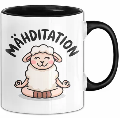 Produktbild von Schaf Tier Bauer Tasse Becher Geschenk Lustige Geschenkidee Spruch Mahditation (Schwarz)