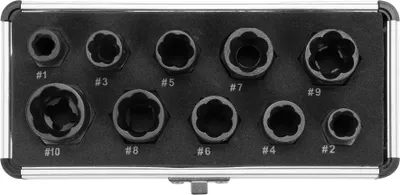 Produktbild von Yato YT-06031, Schraubenausdrehersatz, Kohlenstoffstahl, Schwarz, 9,5 mm, 9 mm, 10 mm, 11 mm, 12 mm, 13 mm, 14 mm, 15 mm, 16 mm, 17 mm, 19 mm, Schwarz