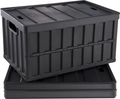 Obrázek produktu pro sada 3 profesionálních skládacích boxů o objemu 65 l z PP - Přepravní box s víkem - Skládací úložný box s rukojetí - Stohovatelné boxy - Úložný box - Skládací boxy Stohovatelné boxy pro skladování a přepravu