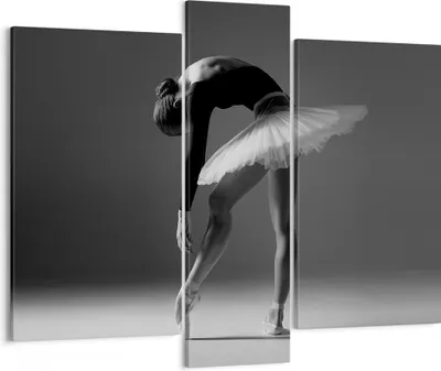 Produktbild von Bild auf Leinwand - Leinwandbild - 3 Teile - Ballerina Figur Schwarz und Weiß - 95x80cm - Wand Bild - Wanddeko - Wandbilder - Leinwanddruck - Bilder - Wanddekoration - Leinwand bilder - CB95x80-4400