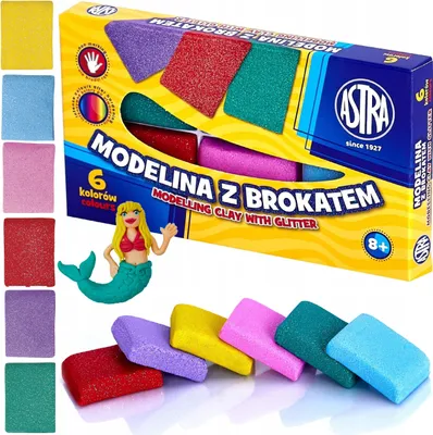 Produktbild von ASTRA Ofenmodelliermasse MODELINA mit Glitter 6 Stück, 304109001