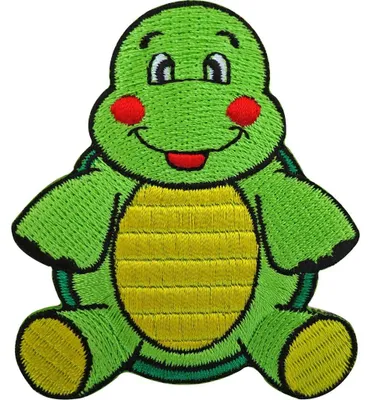 Gestickter Schildkröten-Patch, Aufbügel-/Nähapplikation, 6x7 cm