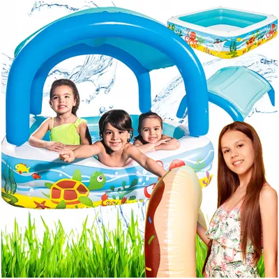 Produktbild von Bestway Aufblasbarer Quadratischer Kinderpool mit Sonnendach