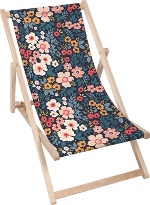 Produktbild von Dreamroots Liegestuhl klappbar Holz, Buchenholz zu 130 kg, Sonnenliege klappbar mit 3-stufiger Neigungsregulierung der Rückenlehne, Colorful Flowers