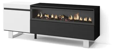 TV-Lowboard mit LED-Kamin, 150x57x35 cm, für TVs bis 65"